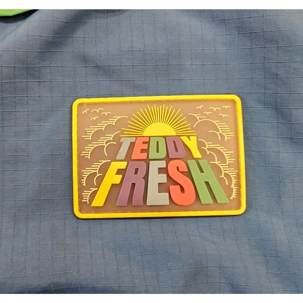 Teddy Fresh Colorblock Pullover Windbreaker Jacket Hooded Blue Yellow Size S